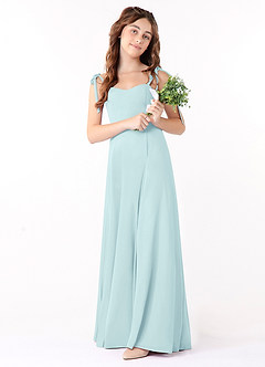 Azazie Rosey Junior Abito A-Line in Chiffon Scollo a Cuore Sea Glass image1