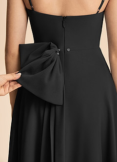 Azazie Bear Junior Black A-Line Pleated Chiffon Dress image8