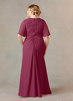 Azazie Carson Mother of the Bride Dresses Mulberry A-Line V-Neck Lace Chiffon Dress image7