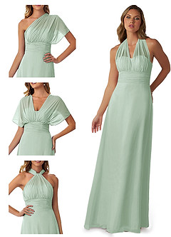 Azazie Fifi Bridesmaid Dresses A-Line Convertible Chiffon Floor-Length Dress image7