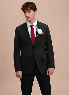 front Ethan Black Refined Weave Suit Jacket