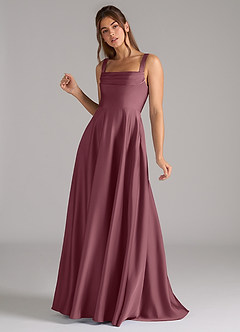 Azazie Shaude Bridesmaid Dresses Desert Rose A-Line Pleated Stretch Satin Dress image6