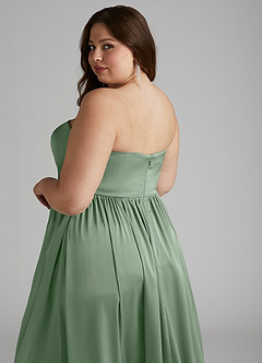 Azazie Morana Brautjungfernkleider Wandelbar A-Linie Schulterfrei Stretch-Satin Kleid Matcha image20