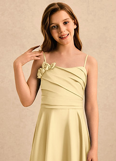 Azazie Gracie Girls Formal Flower Girl Dresses Butter A-Line Sweetheart Neckline Stretch Satin Dress image5
