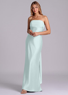 Azazie Ailanie Brudtärnklänningar Klä av Tubklänning i Stretch Satin Axelbandslös Havsglas image3