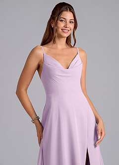 Azazie Sarella Bridesmaid Dresses Frosted Lilac A-Line with Pockets Chiffon Dress image6