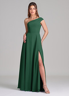 Azazie Melanie Jurken voor bruidsmeisjes Jurk van Chiffon met A-Lijn Off the Shoulder Donkergroen image3