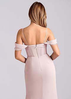 Azazie Joanne Bridesmaid Dresses Blushing Pink Mermaid Off the Shoulder Chiffon Dress image2