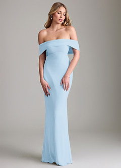 Azazie Lusinda Bridesmaid Dresses Sky Blue Mermaid Off the Shoulder Chiffon Convertible Dress image4