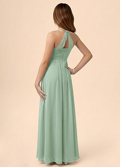 Azazie Ginny Junior Jurk van Chiffon met A-Lijn Geplooid Agave image2