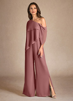 Azazie Halima Mother of the Bride Dresses Desert Rose Jumpsuit/Pantsuit Side Slit Chiffon Dress image6