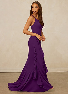 Christian Siriano Bridal for Azazie 1006 Bridesmaid Dresses Grape Mermaid Ruched Chiffon Dress image5