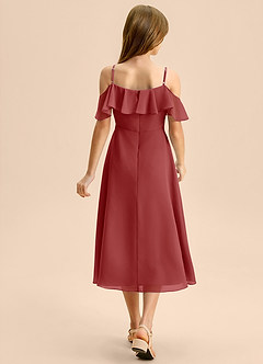 Azazie Kamilla Junior Abito A-Line in Chiffon a Spalla Scoperta Ruggine image2