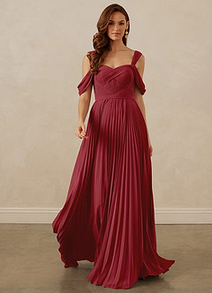 Christian Siriano Bridal for Azazie 1013 Bridesmaid Dresses Pomegranate A-Line Off the Shoulder Chiffon Dress image9