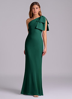 Azazie Yuanna Bridesmaid Dresses Emerald Mermaid One Shoulder Chiffon Dress image5