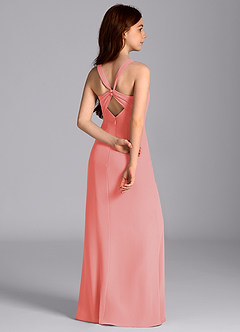 Azazie Mero Junior Coral Mermaid Pleated Chiffon Dress image7