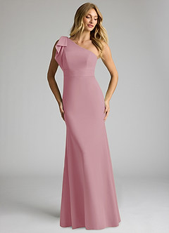 Azazie Rinna Bridesmaid Dresses Vintage Mauve Mermaid One Shoulder Stretch Crepe Dress image3