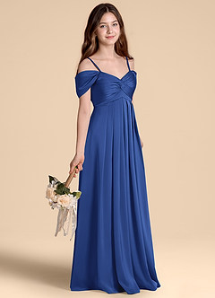 Azazie Kaitlynn Junior Klä av A-Line i Stretch Satin Av axeln image5