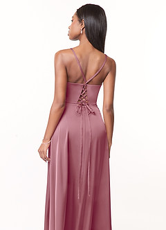 Azazie Maksim Bridesmaid Dresses Vintage Mauve A-Line V-Neck Stretch Satin Dress image3