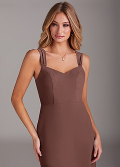 Azazie Denice Vestidos de damas de honor Vestido de Expresado de Gasa de Corte Recto con Plisado image7