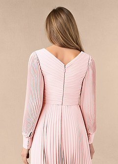 Azazie Zina Mother of the Bride Dresses Blushing Pink A-Line Pleated Chiffon Dress image6
