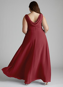 Azazie Karina Bridesmaid Dresses Pomegranate A-Line Pleated Chiffon Dress image9