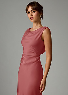 Azazie Kieryn Bridesmaid Dresses Antique Rose Mermaid Pleated Stretch Satin Dress image6