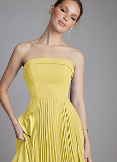 Azazie Mariana Brautjungfernkleider A-Linie Schulterfrei Chiffon Kleid Kanarienvogel image3