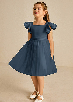 Azazie Kaeya Flower Girl Dresses Neptune A-Line Bow Tulle Dress image4