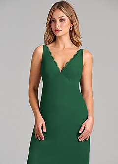 Azazie Tianna Final Sale Dark Green Sheath Chiffon Dress image6