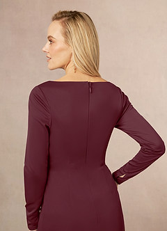 Azazie Risa Abiti per la Madre della Sposa Abito Sirena in Maglia con Scollo a V a Pieghe Cabernet image5