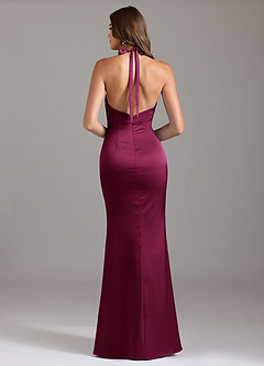Azazie Valerie Bridesmaid Dresses Red Plum Mermaid Pleated Stretch Satin Dress image2