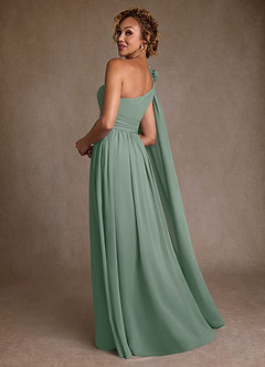 Azazie Lancaster Mère de la mariée Robes Robe Trapèze en Mousseline de soie Une épaule Sauge D'argent image2