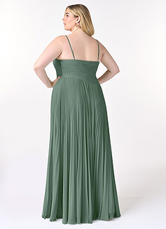Azazie Vini Bridesmaid Dresses Eucalyptus A-Line V-Neck Pleated Chiffon Dress image8