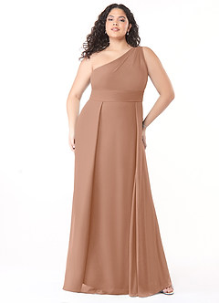 Azazie Dallas Bridesmaid Dresses Champagne Rose A-Line One Shoulder Chiffon Dress image6