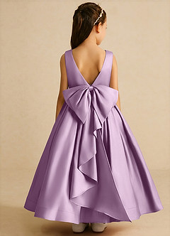 Azazie Cailee vestidos de niña de las flores Vestido de Glicinia de Satin Mate de Corte Princesa con Plisado image1