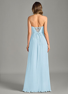 Azazie Becka Vestidos de damas de honor Vestido de Azul Cielo de Gasa de Corte en A con Sin tirantes image2