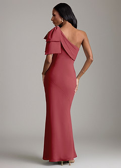 Azazie Yuanna Bridesmaid Dresses Pomegranate Mermaid One Shoulder Chiffon Dress image6