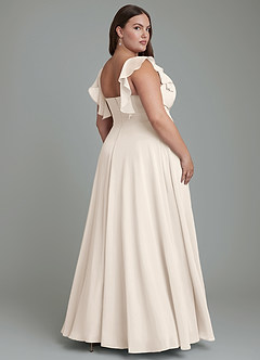 Azazie Leilani Bridesmaid Dresses White Alabaster A-Line Pleated Chiffon Dress image2