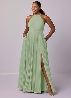 Barbie ♥ Azazie Bridesmaid Dresses Dusty Sage A-Line Pleated Chiffon Dress image11