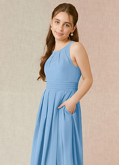 Azazie Bibiane Junior Powder Blue A-Line Pleated Chiffon Dress image7