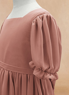 Azazie Joss Blomsterpigekjoler En streg med ærmer Chiffon Ankel-længde Kjole image8