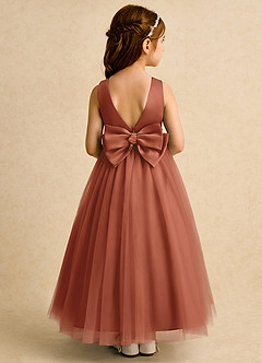 Azazie Lior Abiti da Ragazza di Fiori Abito Principessa in Tulle Plissettato Auburn image5