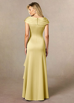Azazie Anderson Mother of the Bride Dresses Lemon Sorbet A-Line Pleated Stretch Satin Dress image2