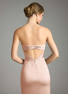 Azazie Leonis Bridesmaid Dresses Rose Gold Mermaid Pleated Stretch Satin Convertible Dress image7