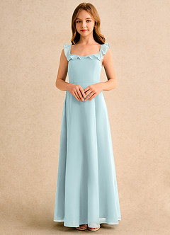 Azazie Chip Girls Formal Flower Girl Dresses Mist A-Line Sleeveless Chiffon Dress image4