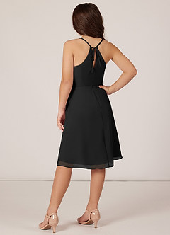 Azazie Doll Junior Black A-Line Bow Chiffon Dress image4