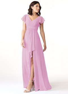 Azazie Omari Bridesmaid Dresses Candy Pink A-Line Chiffon Dress image4