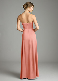 Azazie Wren Bridesmaid Dresses Coral A-Line Strapless Stretch Satin Convertible Dress image7
