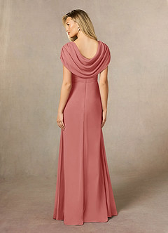 Azazie Mary vestidos de madre de la novia Vestido de Rosa Antigua de Gasa de Corte en A con Corte Lateral image3